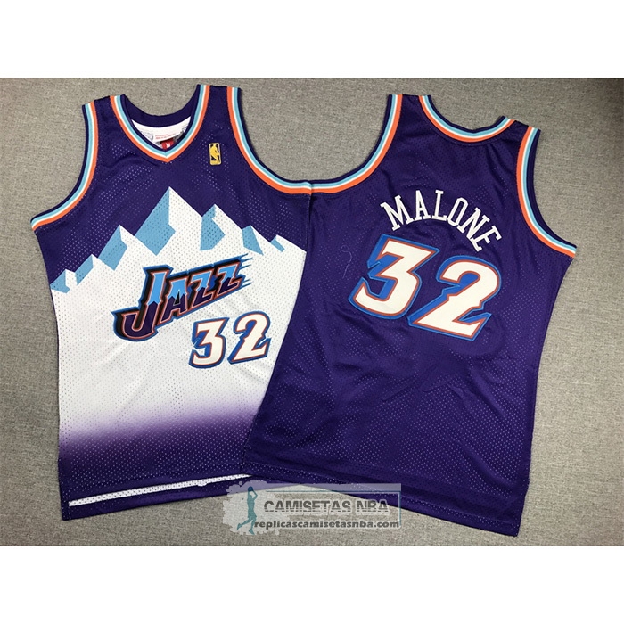 Camiseta Nino Utah Jazz Karl Malone NO 32 Mitchell & Ness 1996-97 Violeta